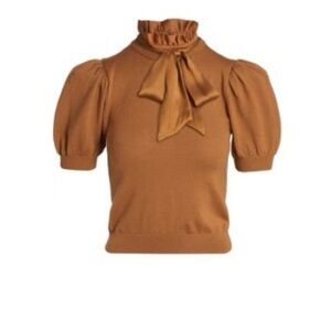 NWTAlice + Olivia Chase puff sleeve sweater with silk detachable bow